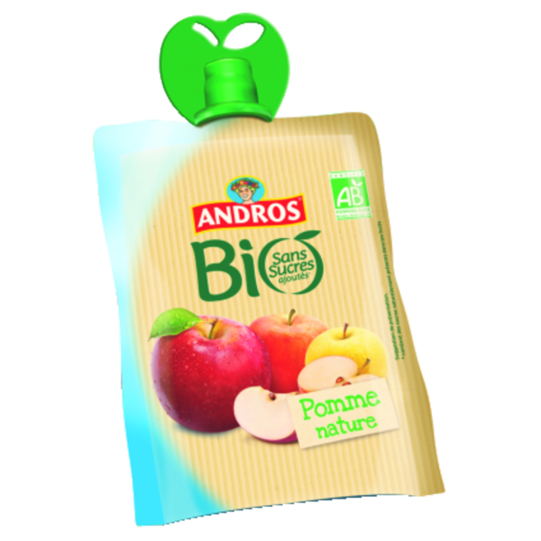 Compote pomme nature sans sucres ajoutés ANDROS : les 12 gourdes