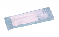 Kit couverts blancs serviette/couteau/fourchette/petite cuillère